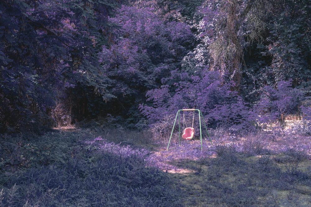 The same clearing in purple false colour